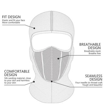 Дишаща Балаклава Мотоциклетна маска за цялото лице Мотоциклет Колоездене Велосипедна маска Мотокрос Каска Качулка Moto Riding Neck Face Mask
