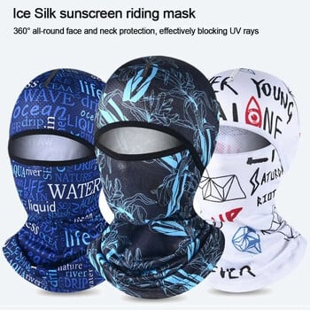 Summer Cool Balaclava Ice Silk Cycling Full Face Cap Sun Anti-UV Protection Sport Face Cover Headwear Bike Motorcycle Men\'s Hat