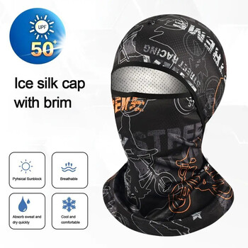 Summer Cool Balaclava Ice Silk Cycling Full Face Cap Sun Anti-UV Protection Sport Face Cover Headwear Bike Motorcycle Men\'s Hat