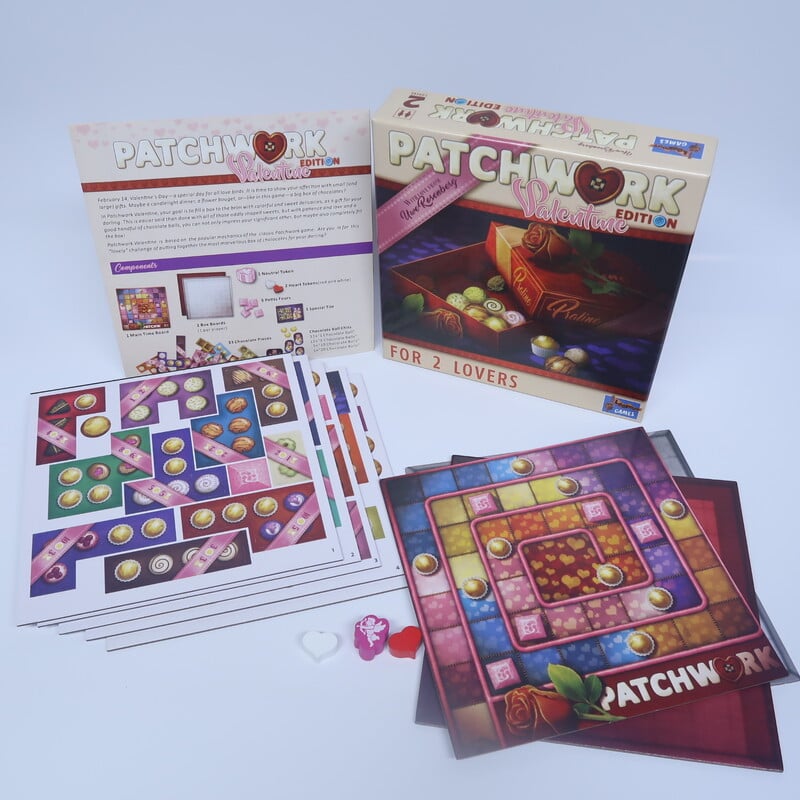 Patchwork Battle Valentino dienai: angliškos versijos kortų žaidimas, skirtas patchwork meniškoms poroms laisvalaikio pramogoms