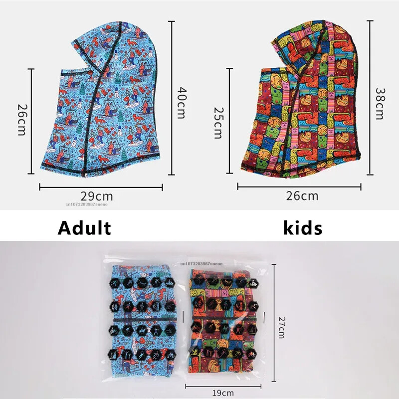 Modni balaclava šešir za roditelje, dijete, crtane filmove, pokriva cijelo lice Skijaška kapa s plišanim vanjskim toplim šalovima za planinarenje, kape, otporne na vjetar