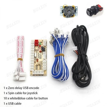 1 Set Zero Delay With 5V Arcade Game USB Encoder Joystick pushtoons kit for PC MAME Raspberry Pi Retropie Projects Perfect