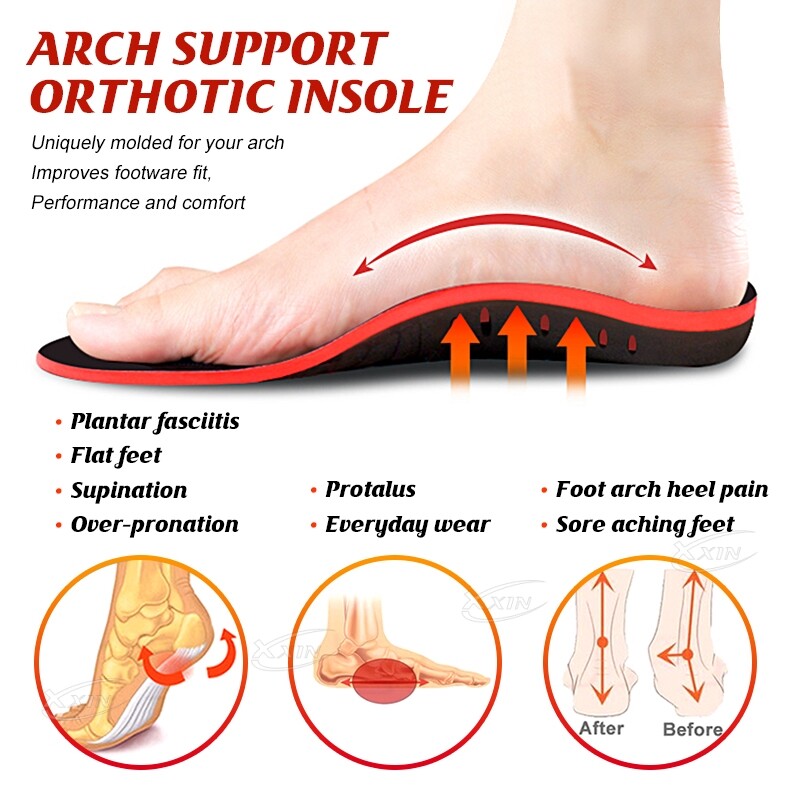 【Xxin】Vložky do topánok na podporu klenby, korekčná podložka na ploché chodidlo, vankúšiková vložka, ortopedická pätová miska, pamäťová pena, veľkosť 35-49