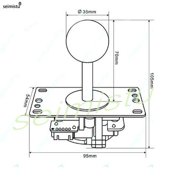 Копие на аркаден джойстик Sanwa с кръгла сферична глава, може да се използва за игрова конзола, 5 пина