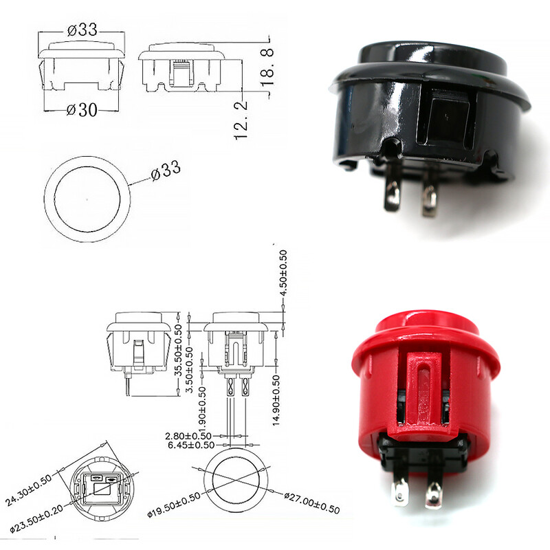 30 MM 24 MM kratki gumb s mikroprekidačima Prekidač za pokretanje Kopiraj SANWA OBSF-30 /24 DIY Arcade Console Joystick Game Machine