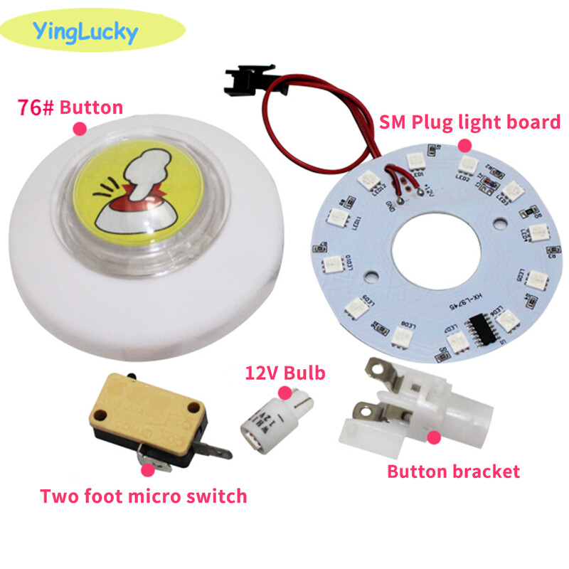 Šareni Arkadni LED gumb s 12 V za Claw Crane Machine, automat za prodaju, 76 mm, RGB, novo