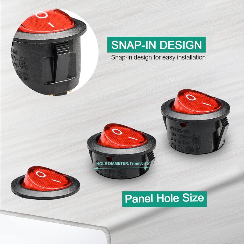 20 GAB LED punktveida gaismas 12 V automašīnas kuģa apaļā svira IESLĒGŠANAS/IZSLĒGŠANAS SPST slēdzis Mini apaļā poga pārslēgšanas gaismas svirslēdzis