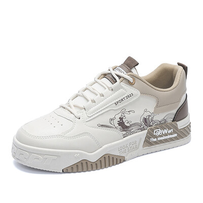 Cipele za skejtbord s modnim printom Muški trend kaki kožne ležerne tenisice za muškarce za van Udobne muške sportske cipele s platformom