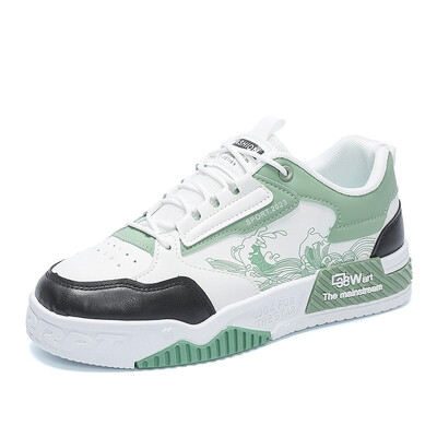 Cipele za skejtbord s modnim printom Muški trend kaki kožne ležerne tenisice za muškarce za van Udobne muške sportske cipele s platformom