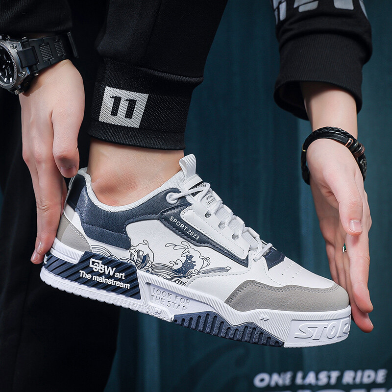 Cipele za skejtbord s modnim printom Muški trend kaki kožne ležerne tenisice za muškarce za van Udobne muške sportske cipele s platformom