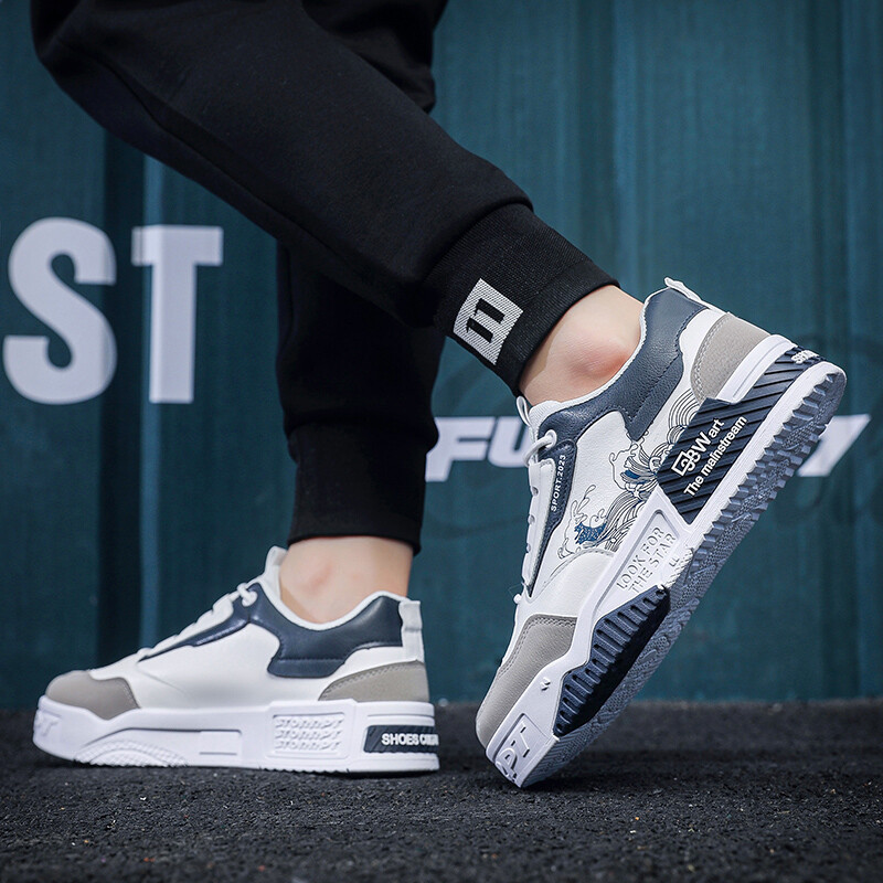 Cipele za skejtbord s modnim printom Muški trend kaki kožne ležerne tenisice za muškarce za van Udobne muške sportske cipele s platformom