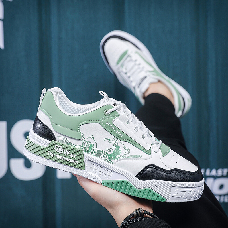 Cipele za skejtbord s modnim printom Muški trend kaki kožne ležerne tenisice za muškarce za van Udobne muške sportske cipele s platformom