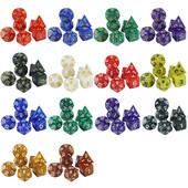 7 vnt / rinkinys daugiakampio marmuro efekto kauliukai, skirti DNDGame ir RPG stalo žaidimams, kaip dovana