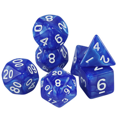7 vnt / rinkinys daugiakampio marmuro efekto kauliukai, skirti DNDGame ir RPG stalo žaidimams, kaip dovana