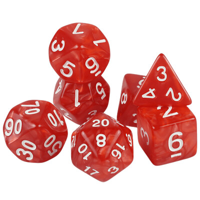 7 vnt / rinkinys daugiakampio marmuro efekto kauliukai, skirti DNDGame ir RPG stalo žaidimams, kaip dovana