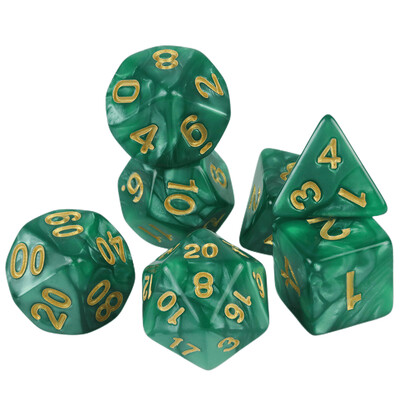 7 vnt / rinkinys daugiakampio marmuro efekto kauliukai, skirti DNDGame ir RPG stalo žaidimams, kaip dovana