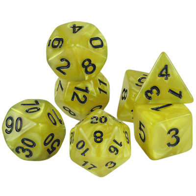 7 vnt / rinkinys daugiakampio marmuro efekto kauliukai, skirti DNDGame ir RPG stalo žaidimams, kaip dovana