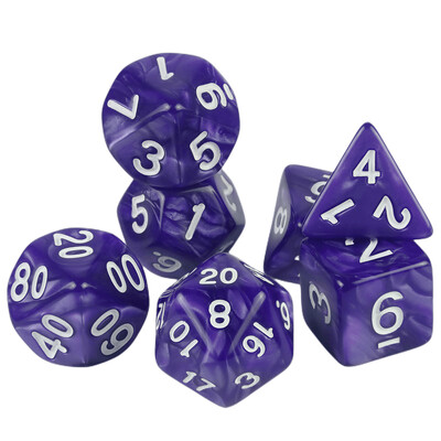 7 vnt / rinkinys daugiakampio marmuro efekto kauliukai, skirti DNDGame ir RPG stalo žaidimams, kaip dovana