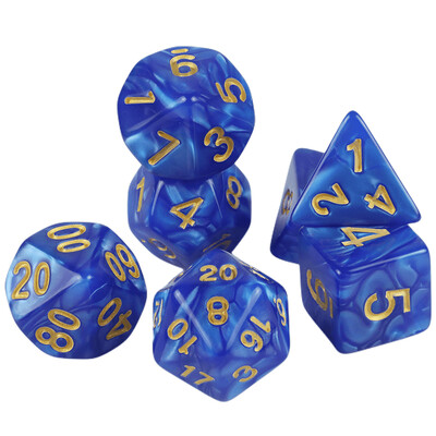 7 vnt / rinkinys daugiakampio marmuro efekto kauliukai, skirti DNDGame ir RPG stalo žaidimams, kaip dovana