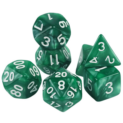 7 vnt / rinkinys daugiakampio marmuro efekto kauliukai, skirti DNDGame ir RPG stalo žaidimams, kaip dovana