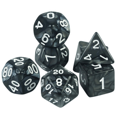 7 vnt / rinkinys daugiakampio marmuro efekto kauliukai, skirti DNDGame ir RPG stalo žaidimams, kaip dovana