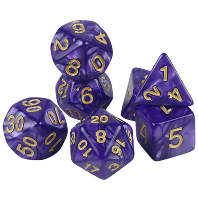 7 vnt / rinkinys daugiakampio marmuro efekto kauliukai, skirti DNDGame ir RPG stalo žaidimams, kaip dovana