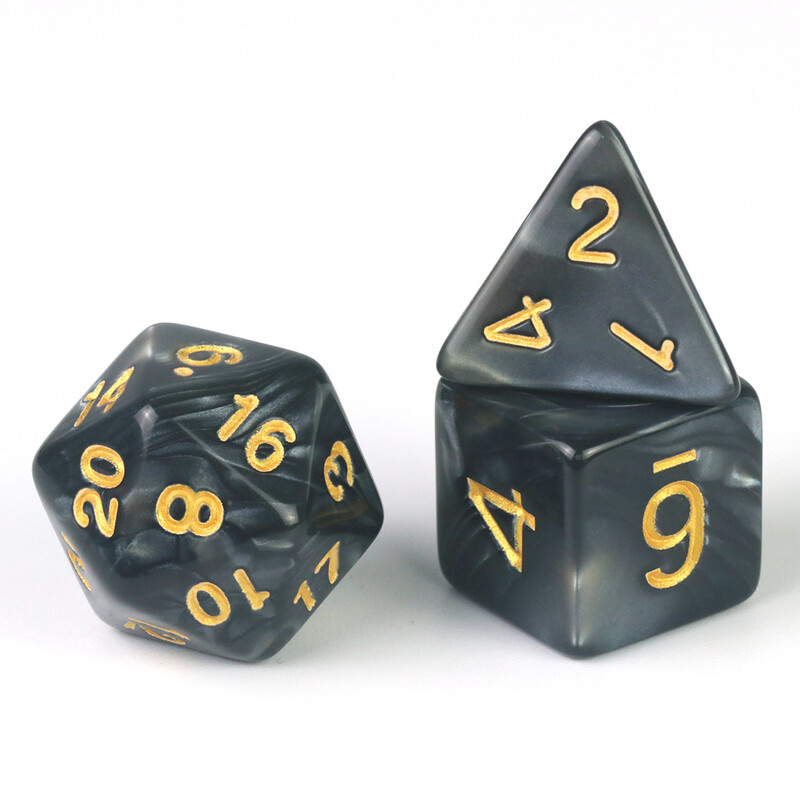 7 vnt / rinkinys daugiakampio marmuro efekto kauliukai, skirti DNDGame ir RPG stalo žaidimams, kaip dovana