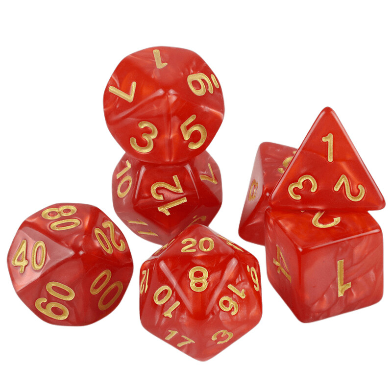 7 vnt / rinkinys daugiakampio marmuro efekto kauliukai, skirti DNDGame ir RPG stalo žaidimams, kaip dovana