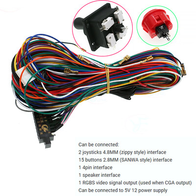 Σύνδεσμος 28 ακίδων Jamma Loom Πλεξούδα καλωδίων για Arcade Box Παιχνίδι Joystick Κουμπί Neo Geo Cabinet Coin Διασύνδεση πλαισίου βίντεο