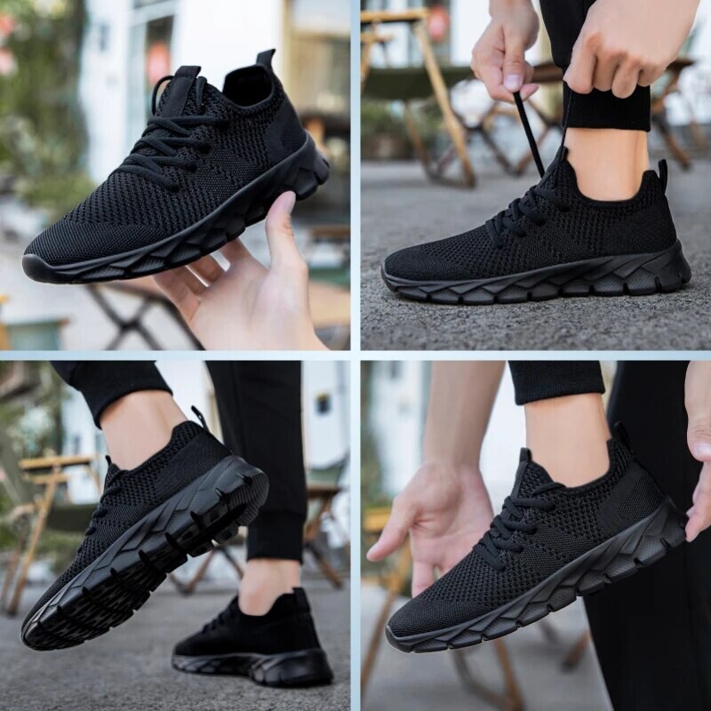 Kerged vabaajajalatsid meeste libisemisvastased mugavad hingavad tossud välijooksujalatsid meestele Push-suuruses võrkjalatsid