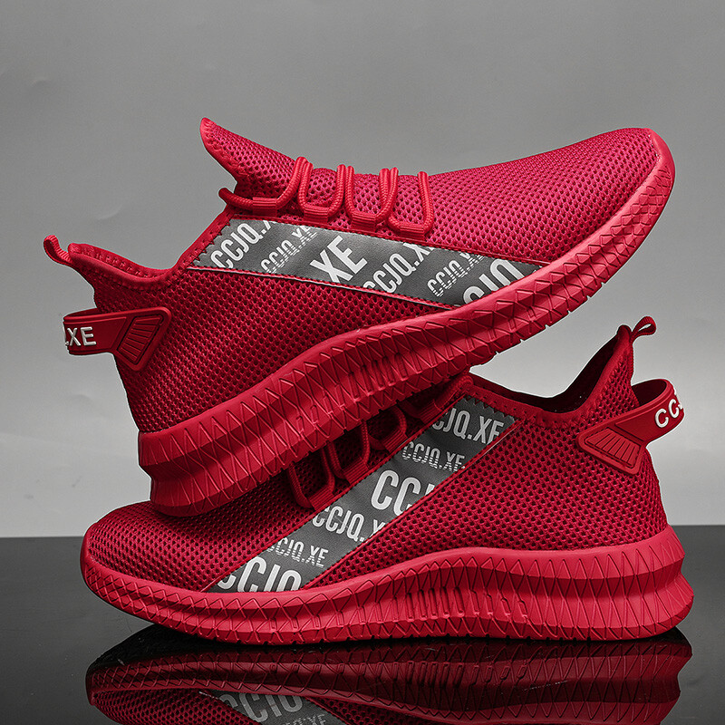 Muške atletske sportske tenisice Ultra-lagane prozračne mrežaste čarape Tenisice Protuklizni potplat Obuća za hodanje Crvena Tenis Masculino