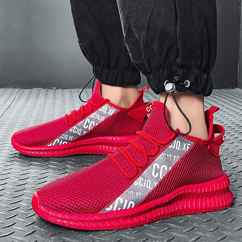 Muške atletske sportske tenisice Ultra-lagane prozračne mrežaste čarape Tenisice Protuklizni potplat Obuća za hodanje Crvena Tenis Masculino