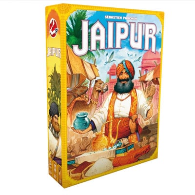 Joc de masă Jaipur - joc strategic de tranzacționare potrivit pentru copiii cu vârsta peste 10 ani, 2 jucători, 30 de minute de joc, vaca spațială