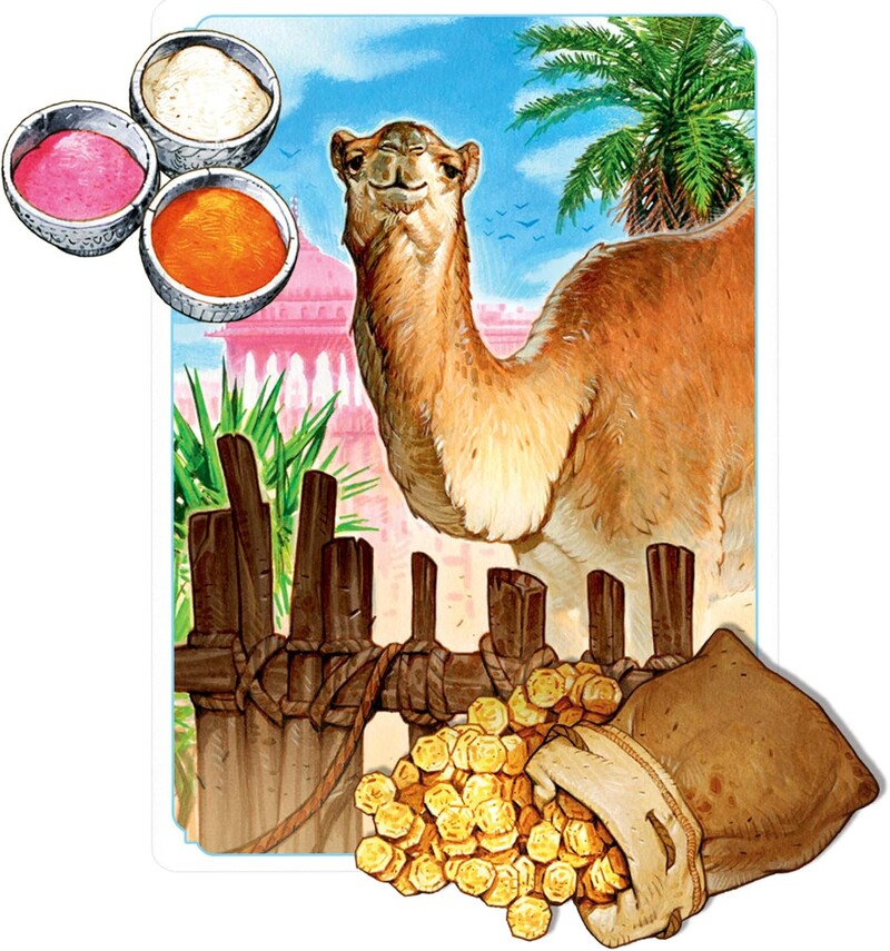 Joc de masă Jaipur - joc strategic de tranzacționare potrivit pentru copiii cu vârsta peste 10 ani, 2 jucători, 30 de minute de joc, vaca spațială