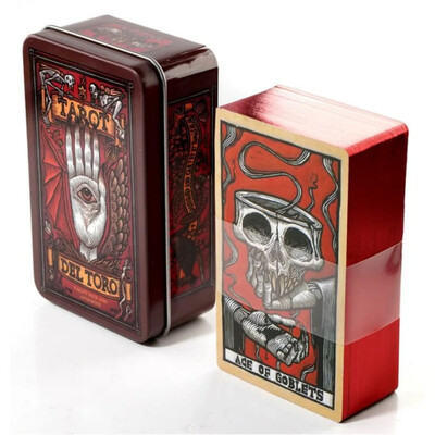 Debesu un zemes Tarot skārda metāla kastē Augstas kvalitātes 78 kartītes ar apzeltītu malu ar papīra ceļvedi, pamatojoties uz klasisko jātnieku Taro
