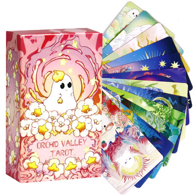 Спрей Color Orchid Valley Tarot Deck Divination Парти Настолна играчка Развлечение Свободно време 18+ карти Таро с пътеводител