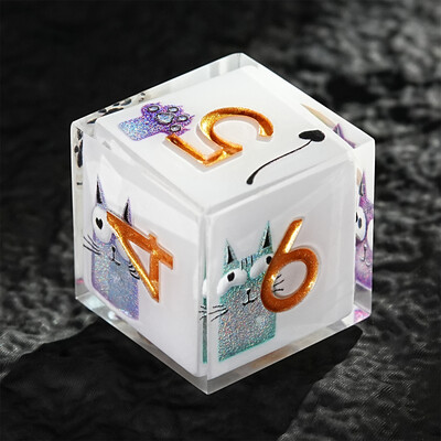 1-7 komada DND Milk White Solid Resin Black Kitten Smile Cat Dice Set Multi-sided Polyhedral Dice for D&D COC Role RPG Stolna igra