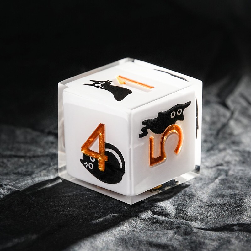 1-7 komada DND Milk White Solid Resin Black Kitten Smile Cat Dice Set Multi-sided Polyhedral Dice for D&D COC Role RPG Stolna igra