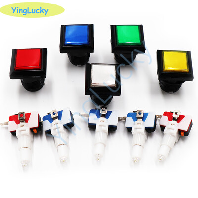 12V LED négyzet alakú nyomógomb, világító nyomógomb, pillanatnyi nyomógomb, gyári ár, 33*33 mm
