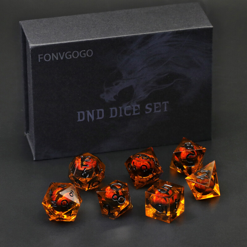 Dragon Eye Dice Set D&D Sharp Edge Resin Dungeons and Dragons Dice Polyhedral Beholder's Ttrpg Dice Role Playing Game
