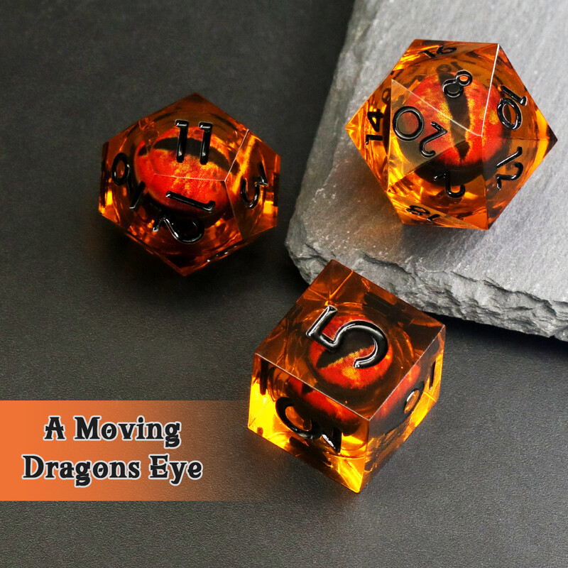 Dragon Eye Dice Set D&D Sharp Edge Resin Dungeons and Dragons Dice Polyhedral Beholder's Ttrpg Dice Role Playing Game