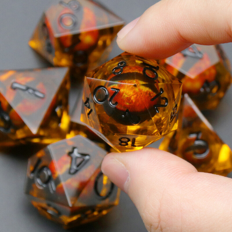 Dragon Eye Dice Set D&D Sharp Edge Resin Dungeons and Dragons Dice Polyhedral Beholder's Ttrpg Dice Role Playing Game