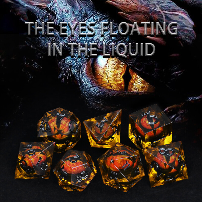 Dragon Eye Dice Set D&D Sharp Edge Resin Dungeons and Dragons Dice Polyhedral Beholder's Ttrpg Dice Role Playing Game