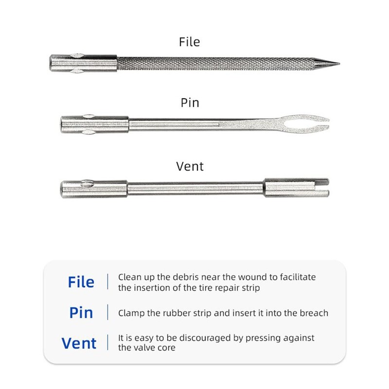 Komplet za bušenje gume bez zračnice za bicikl, skuter, motocikl, alat za popravak guma za bicikle, prijenosni vanjski dodaci