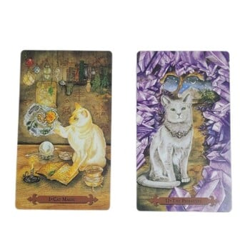 Mystical Cat Tarot Ново английско тесте карти 12x7cm 78 карти/комплект Хубави видове дизайн на котки за игри за взаимодействие родител-дете