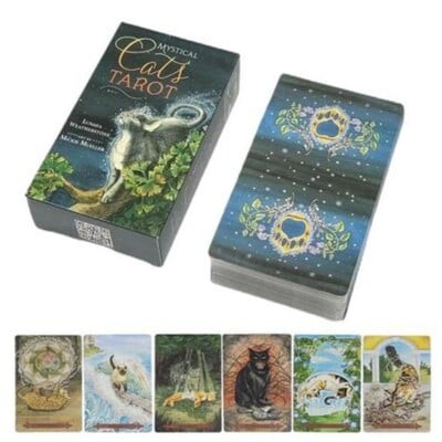 Mistiskais kaķu Tarot jauns angļu kāršu komplekts 12x7cm 78 kārtis/komplekts. Jauka veida kaķu dizains vecāku un bērnu mijiedarbības spēlēm