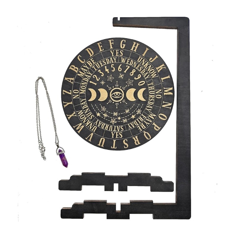 Stojan na kyvadlo, krištáľový stojan na kyvadlo, držiak na krištáľ, veštenie, drevená kyvadlová doska, držiak kyvadla na krištáľ