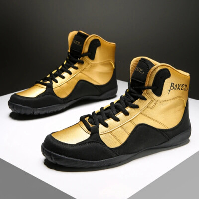 Liela izmēra cīņas apavi vīriešiem Profesionāli treniņu sporta čības boksam un cīkstēšanās baltā un sarkanā krāsā