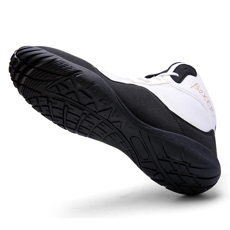 Liela izmēra cīņas apavi vīriešiem Profesionāli treniņu sporta čības boksam un cīkstēšanās baltā un sarkanā krāsā