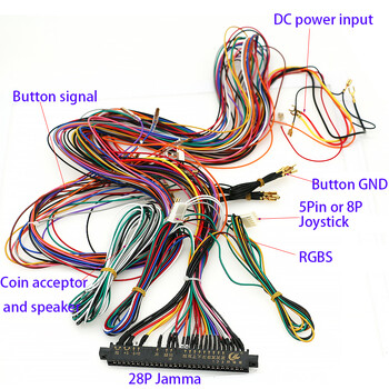 Jamma Wire Harness 28Pins With 5,6 Button кабел 8-посочен джойстик Sanwa Interface Arcade Vending Machine CGA VGA Game Board NEO GEO